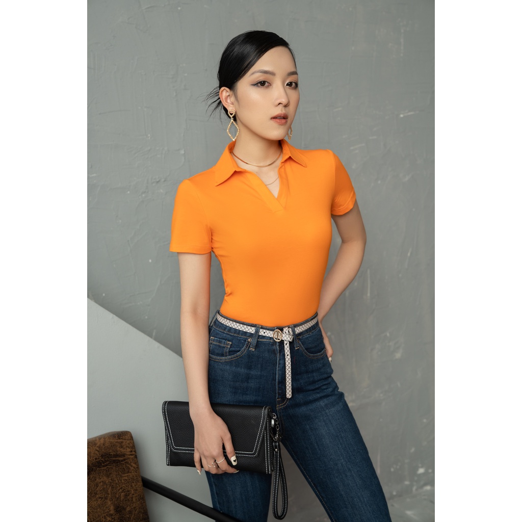 Áo thun MECIA  AT017-01 Áo thun cổ polo mở V