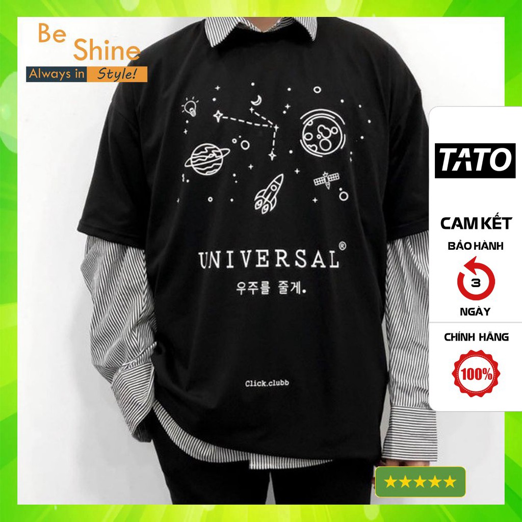 Áo Thun Tay Lỡ Unisex Freesize UNIVERSAL click.clubb Form Rộng Thời Trang Phong Cách Hàn Quốc [KIS OFFICIAL]