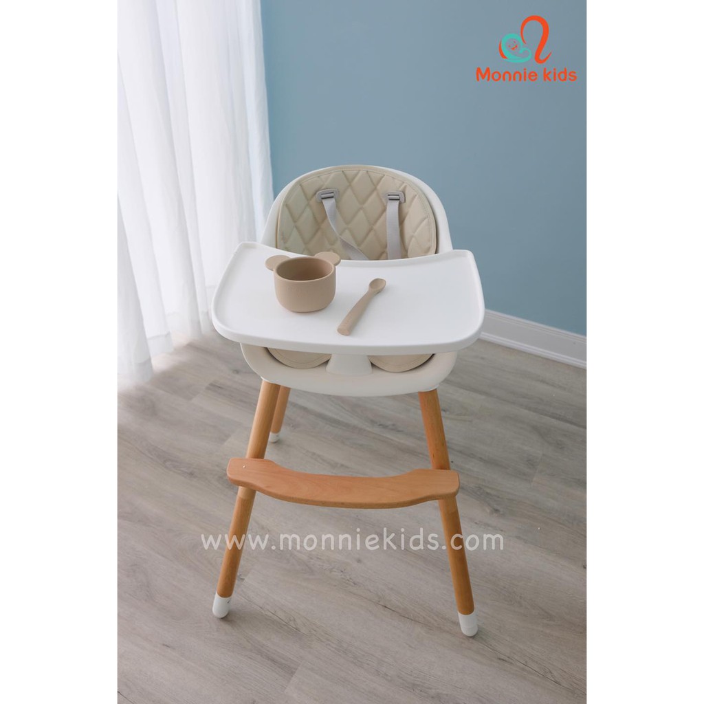 Ghế ăn dặm cho bé Momo chân gỗ 6M+, bàn ăn dặm tùy chỉnh cho trẻ 25kg - Tôm bebee TB026