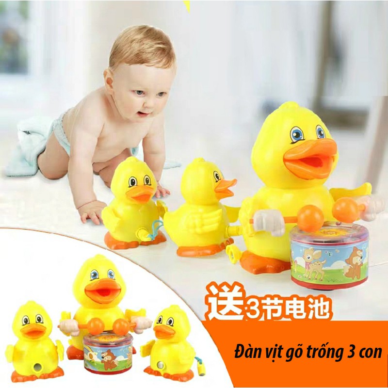 Đồ chơi đàn vịt mẹ con đánh trống phát nhạc-  4422