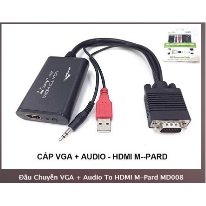 Cáp Chuyển đổi VGA + Audio To HDMI  M-Pard MD008 chính hãng cao cấp
