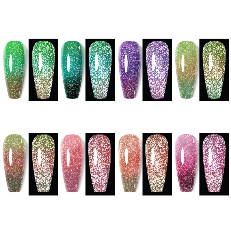 Gel Sơn Móng Tay Kim Tuyến Thay Đổi Màu Sắc Theo Nhiệt Độ