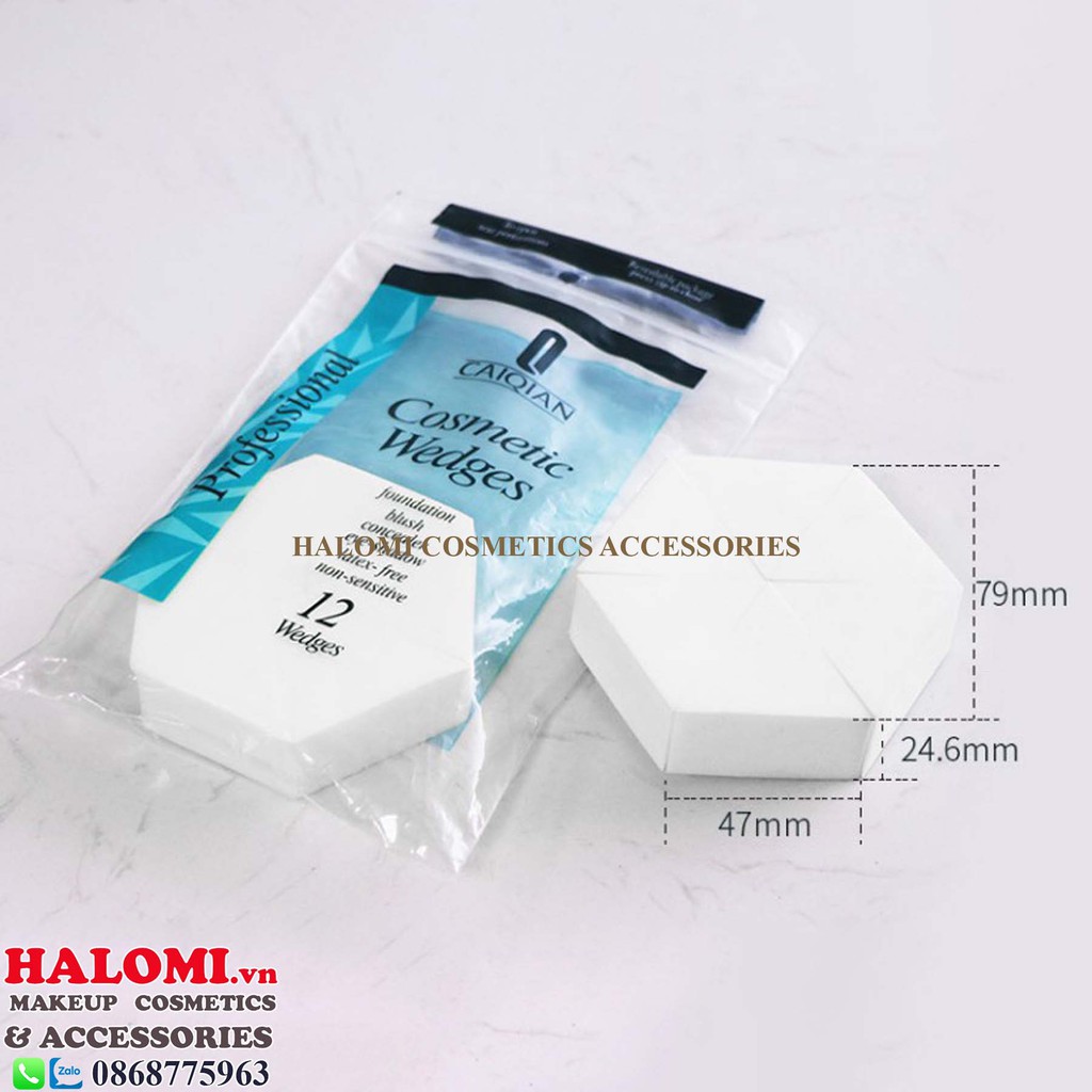 Bông mút tán nền trang điểm 24 miếng mềm mịn chuyên dùng cho makeup chính hãng HALOMI