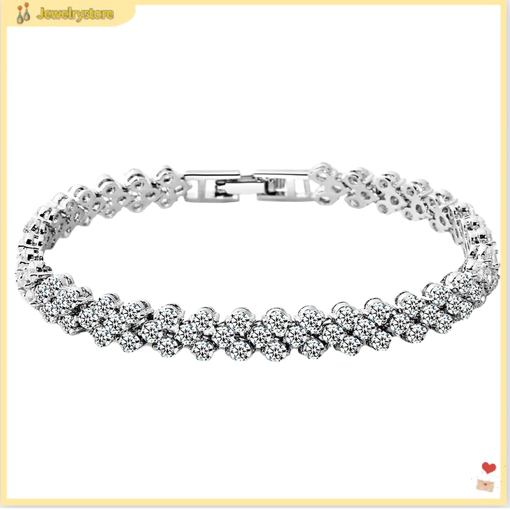 Vòng đeo tay đính đá zircon kiểu khối sang trọng thời trang dành cho nữ