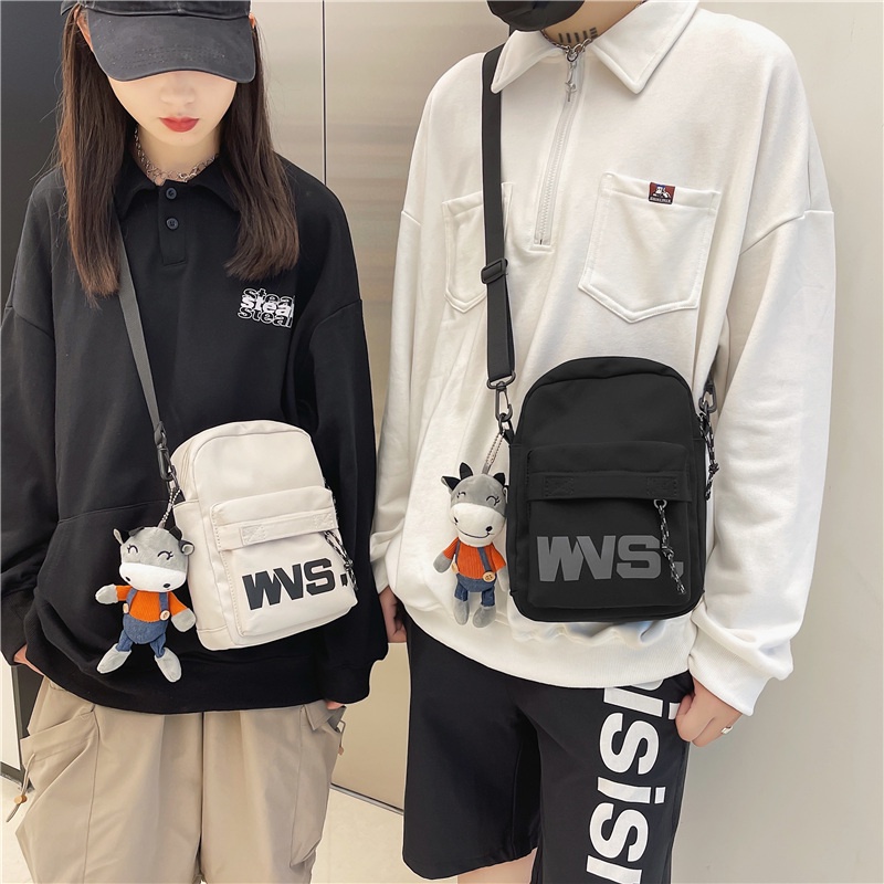 Túi xách đeo chéo vai Prettyzys thời trang học đường Hàn Quốc 2021 cho cặp đôi
