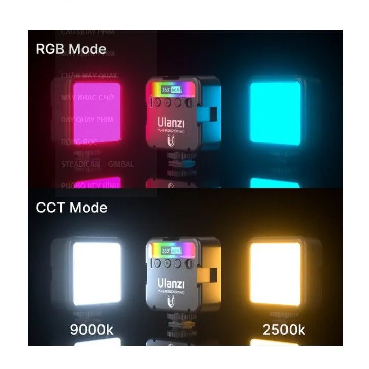 Đèn led video VL49 RGB Ulanzi Tặng kèm củ sạc điện thoại -chuyên dụng cho quay video, vlog hay Youtube - Hàng chính hãng