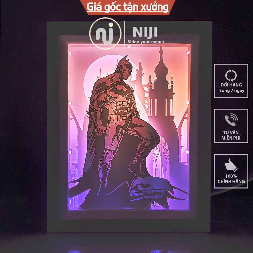 Đèn ngủ 3D BatMan, Superman, siêu anh hùng, sản xuất thủ công - Chính hãng 𝑵𝑰𝑱𝑰 𝑮𝒊𝒇𝒕