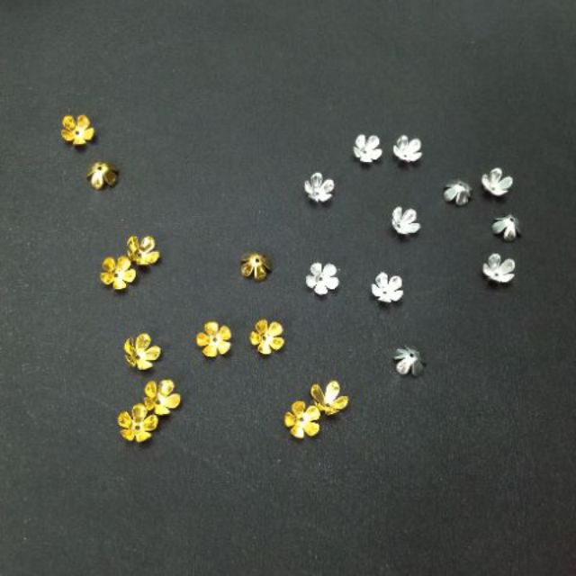 Gói 100 đế hoa 5 cánh ôm hạt size 8mm làm đồ cổ trang vòng tay khuyên tai