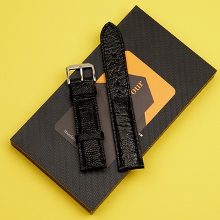 Dây đồng hồ da đà điểu màu đen mrfour | ostrich leather watch bands