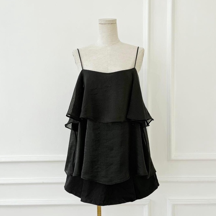 [Ảnh thật] Áo 2 dây voan xốp bèo ngực 2 tầng