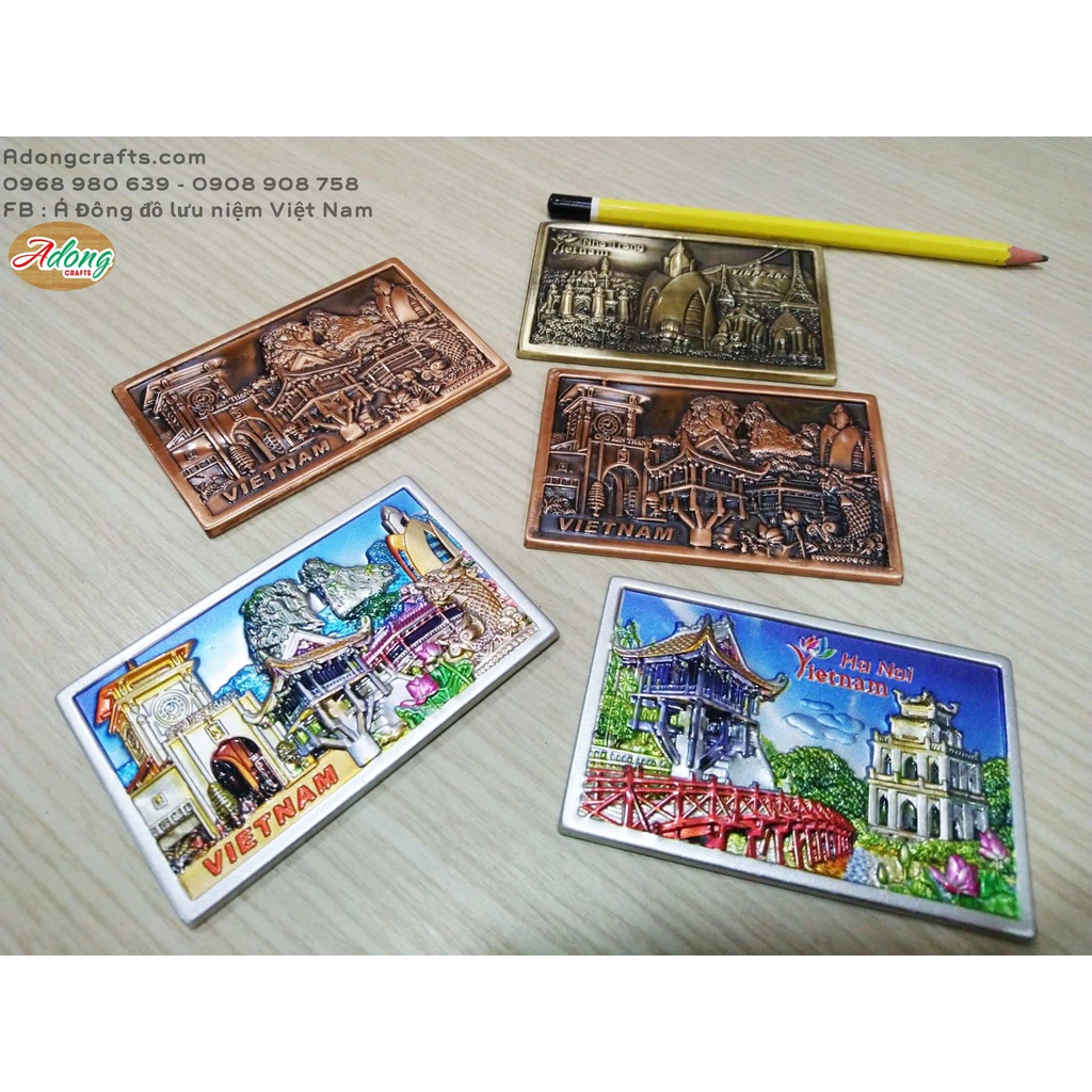 Magnet kim loại 2 D nổi cảnh địa danh Việt Nam -Hít nam châm trang trí tủ lạnh  quà tặng lưu niệm Việt Nam