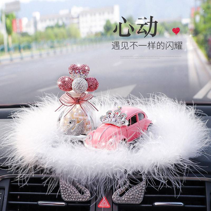 Set mô hình xe hơi beetle và lọ bong bóng đính đá sang trọng trang trí bảng điều khiển