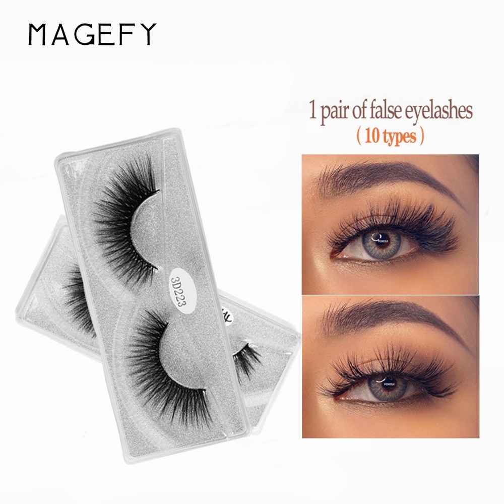 1 Cặp 3D Lông mi giả  - Trang điểm Lông mi giả Handmade Tóc con người Tự nhiên Chữ thập dày Bushy Curl Fake MAGEFY