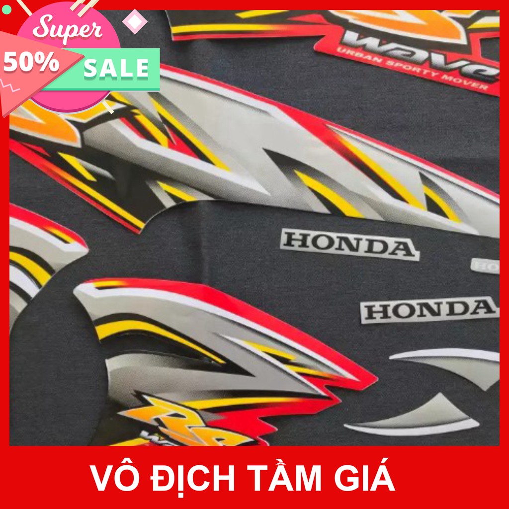 [GIÁ GỐC] BỘ TEM DÁN XE MÁY WAVE RS ZIN 3 LỚP MÀU ĐỎ
