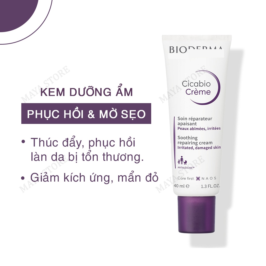 Kem dưỡng phục hồi da tổn thương Bioderma Cicabio Crème - 40ml