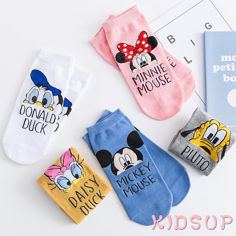 Tất cotton cổ cao in họa tiết hoạt hình dễ thương cho nữ