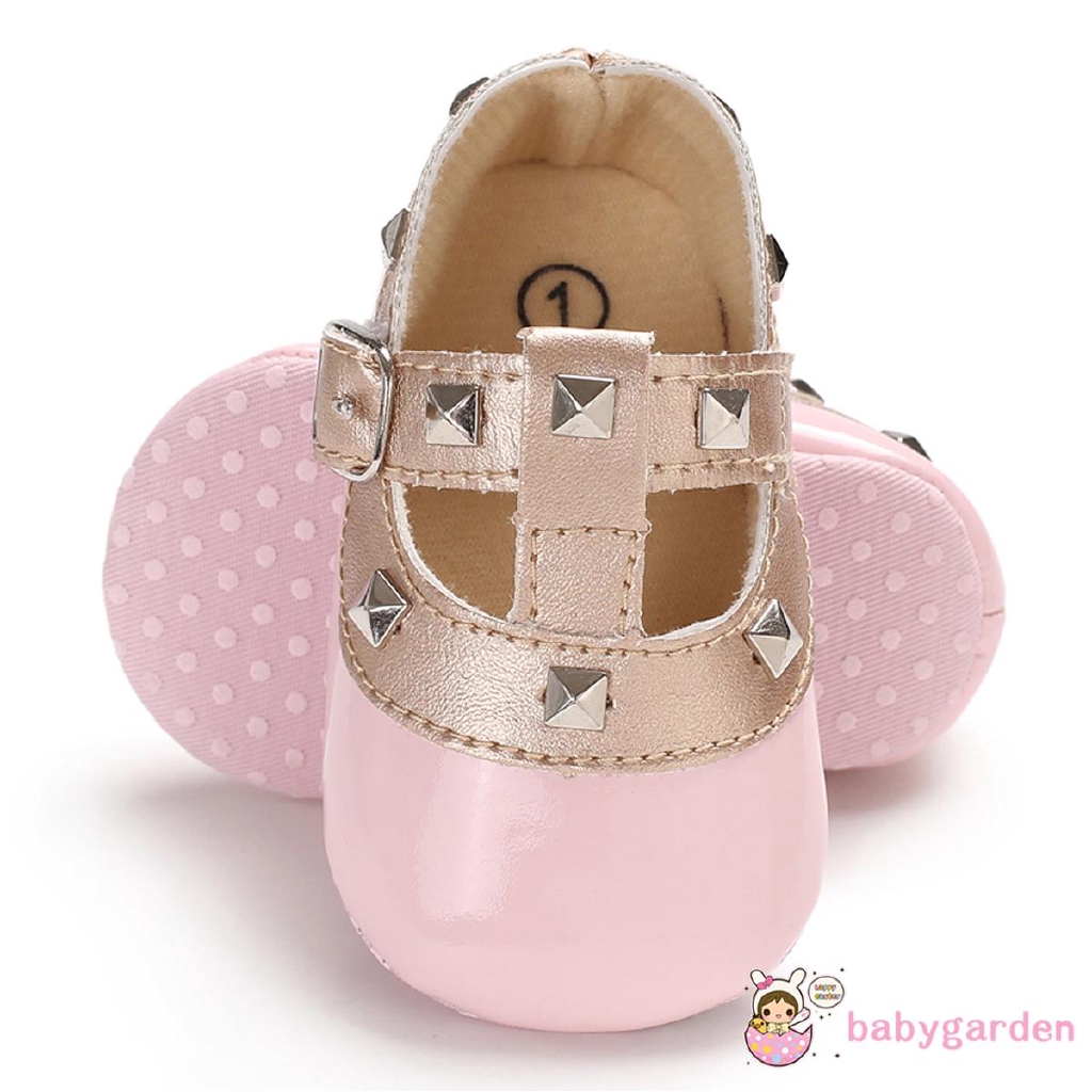 Giày búp bê đế mềm chống trượt đính đinh tán xinh xắn dành cho bé gái