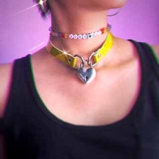 Vòng cổ heart lock hologram // hologram heart lock choker