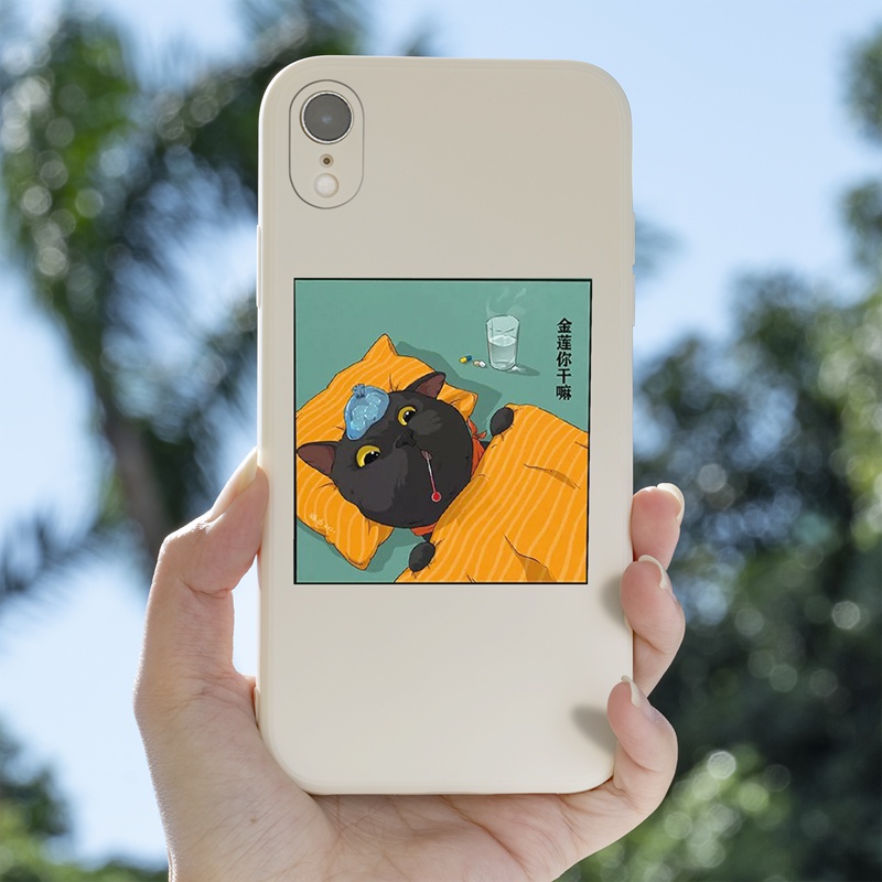 Ốp Điện Thoại Silicon Mềm Hình Mèo Đen Dễ Thương Cho iPhone 7 8 Plus 13 12 11Pro Mini Pro X XR XS Max