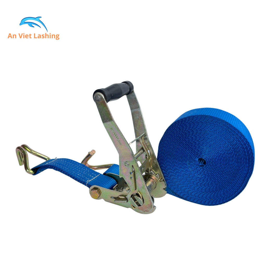 Bộ dây tăng đơ chằng hàng bản rộng  tải trọng 5 tấn màu xanh
