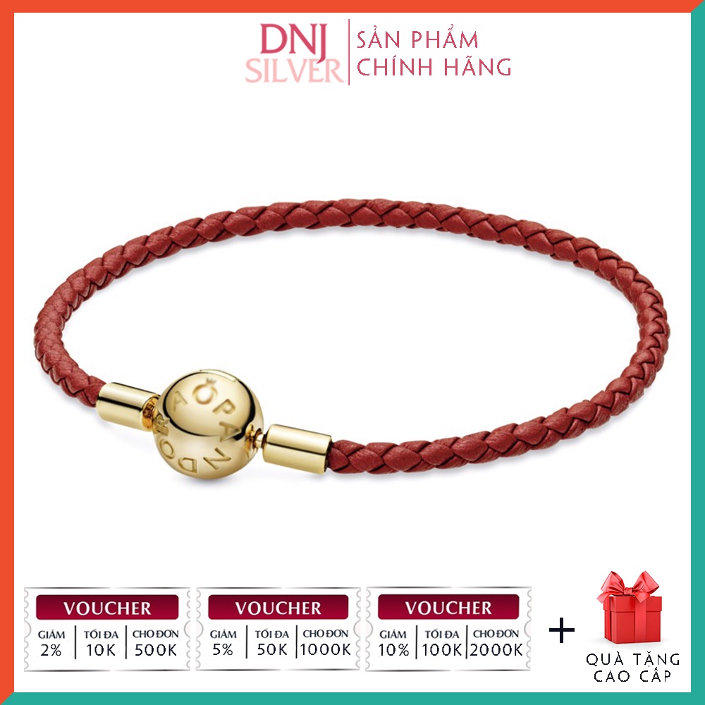 Vòng charm bạc 925 cao cấp - Mẫu vòng Red Woven Leather Bracelet, có thể mix thêm hạt charm vào vòng theo ý thích