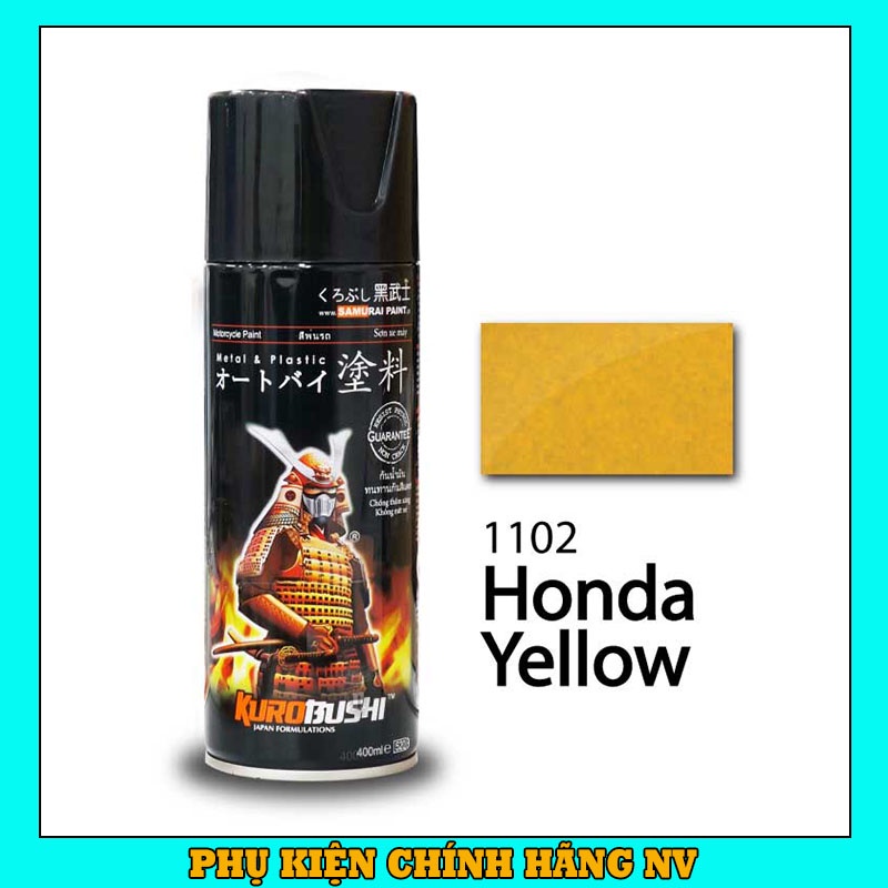 Sơn Samurai màu vàng kim loại 1102 chính hãng, sơn xịt dàn áo xe máy chịu nhiệt, chống nứt nẻ, kháng xăng