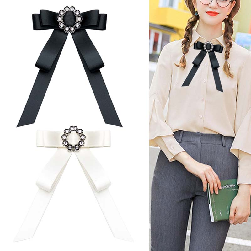 Ghim Cài Áo Hình Nơ Đính Đá Pha Lê Thời Trang Cho Nữ