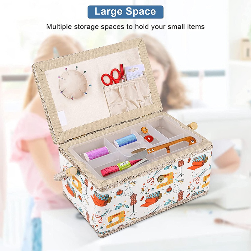 Hộp Đựng Dụng Cụ May Vá Kèm Khay Tháo Rời Tiện Dụng Cho Gia Đình