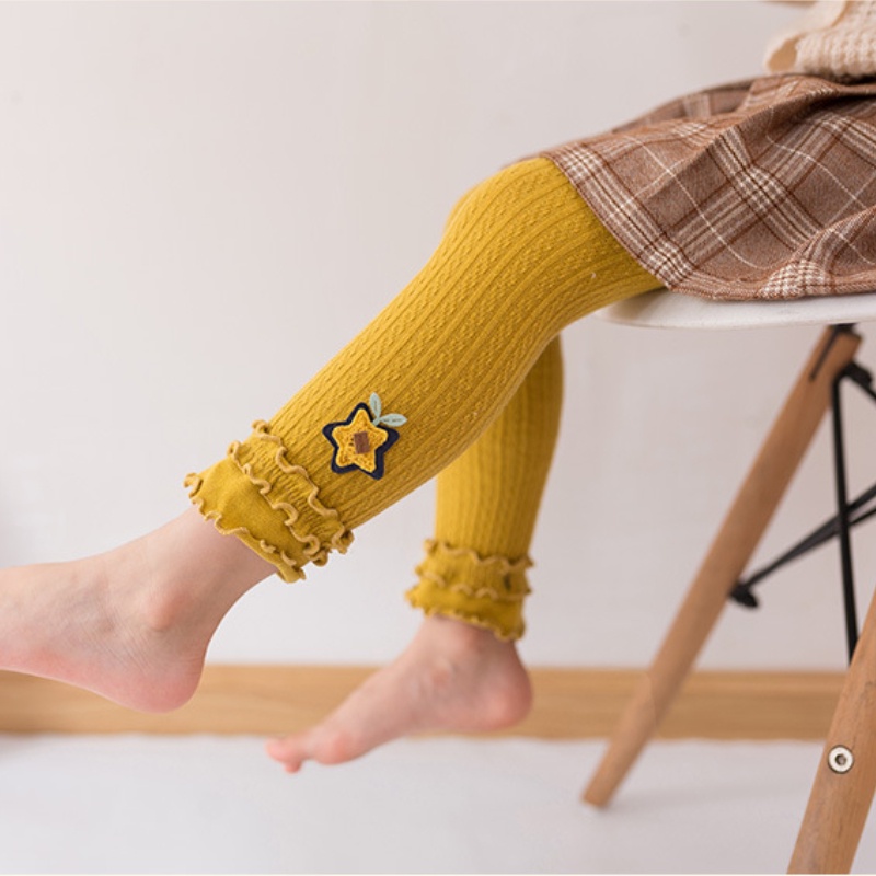 Quần Legging Phối Ren Hình Thỏ Dễ Thương Cho Bé Gái 0-8 Tuổi