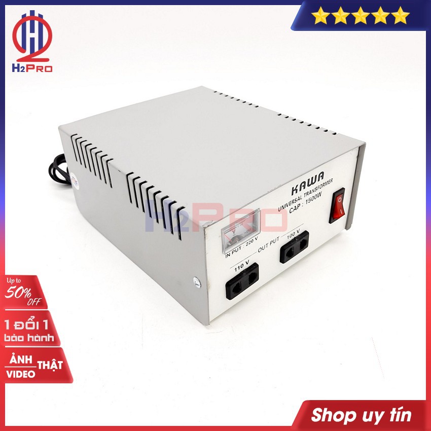 Bộ đổi nguồn 220V sang 110V-100V hoặc đổi nguồn 110V sang 220V KAWA H2Pro 1500W cao cấp, chất lượng cao-an toàn