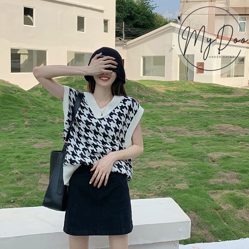 Áo gile kẻ caro vintage áo không tay dáng xuông cá tính- GL04 | BigBuy360 - bigbuy360.vn