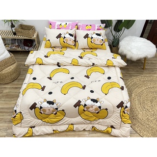 TRỌN BỘ GA GỐI CHĂN PHAO 5 MÓN BÒ CHUỐI VÀNG