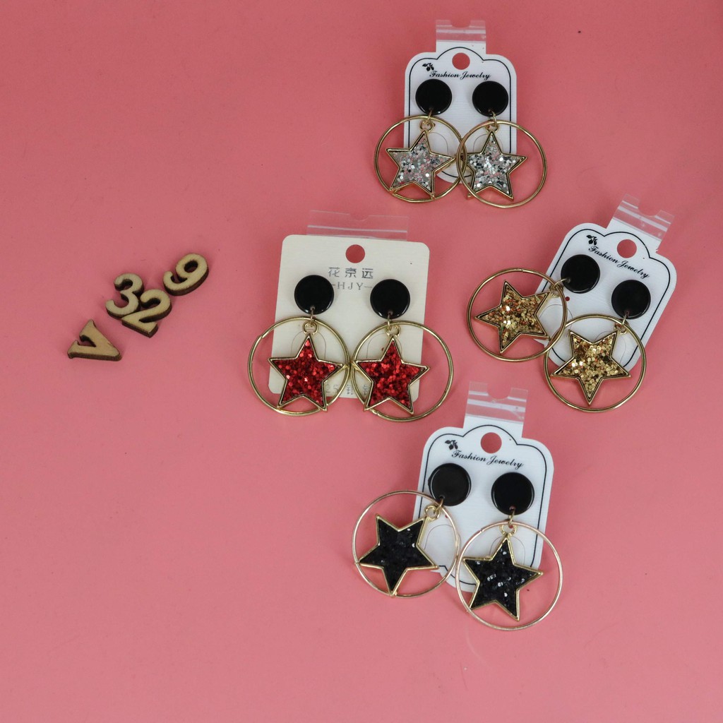 Bông tai ngôi sao kim tuyến - B1346 + B1337