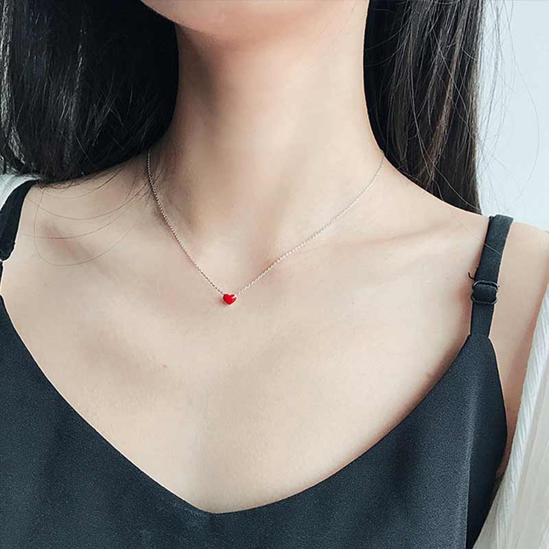 Dây chuyền hợp kim mặt hình trái tim phong cách Hàn Quốc