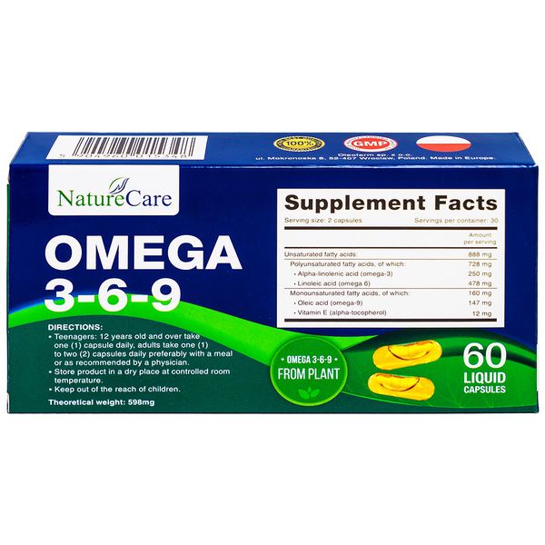 OMEGA 3-6-9 NATURECARE Viên Uống Bổ Sung Omega 3,6,9 Hộp 60 Viên