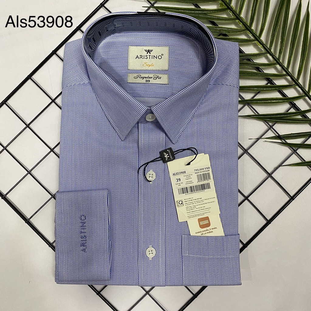 Sơ Mi Dài Tay Aristino  ALS53908 Regular chất sợi Sồi cực mát, thấm hút mồ hôi tốt có 38/39/40/42/42