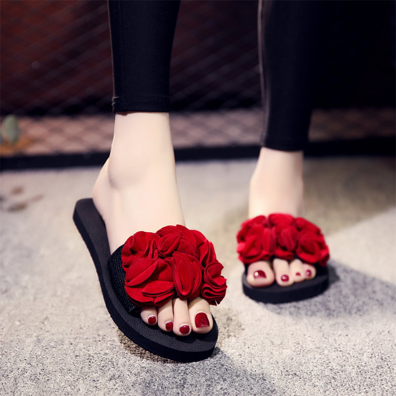 2020 Women Slippers Bow Shoes Summer Bohemia Floral Sandals