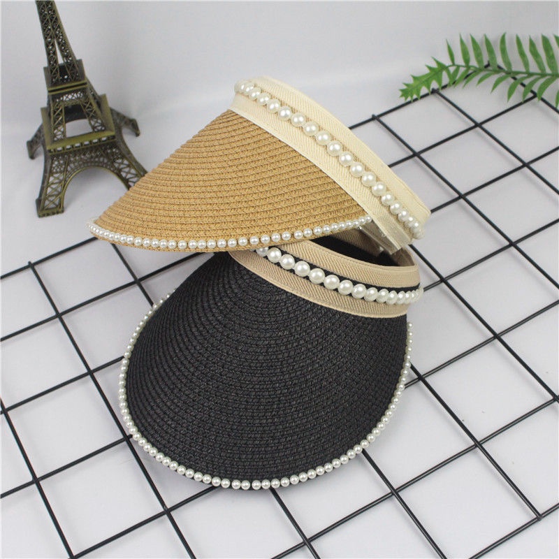 Mũ Rơm Đính Ngọc Trai Thời Trang Cho Nữ