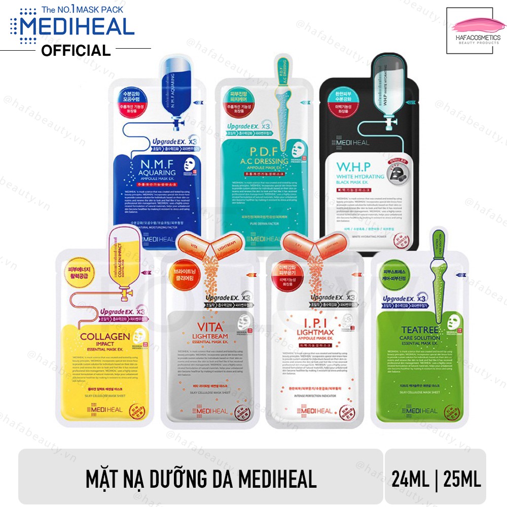 Mặt nạ dưỡng da Mediheal Mask (Teatree/Vita/Collagen/Placenta/NMF/IPI/EGT và nhiều loại) _ Mediheal Chính Hãng