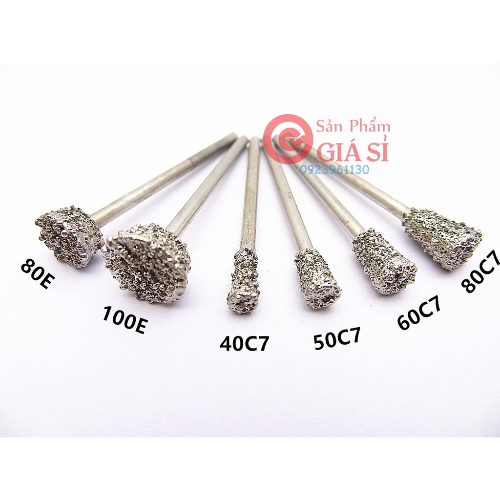 6 mũi mài khăc đá ngọc kim cương hoặc khắc trứng hình trụ chân 3 ly ❤️freeship❤️
