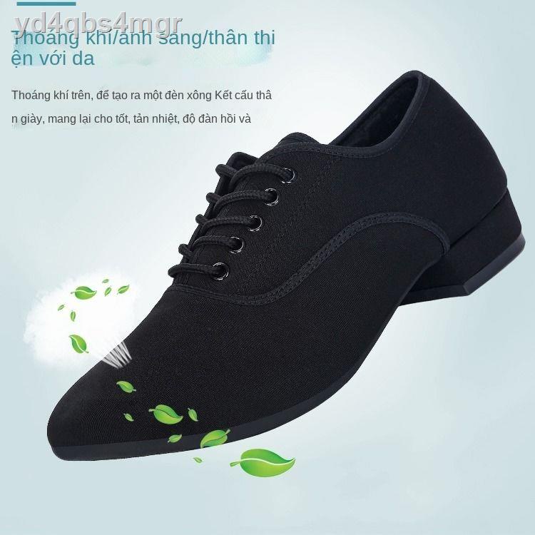 ☼ ﺴ㍿Giày khiêu vũ hiện đại nam đế mềm thấp Latin vuông tiêu chuẩn quốc gia đi bộ nhanh waltz