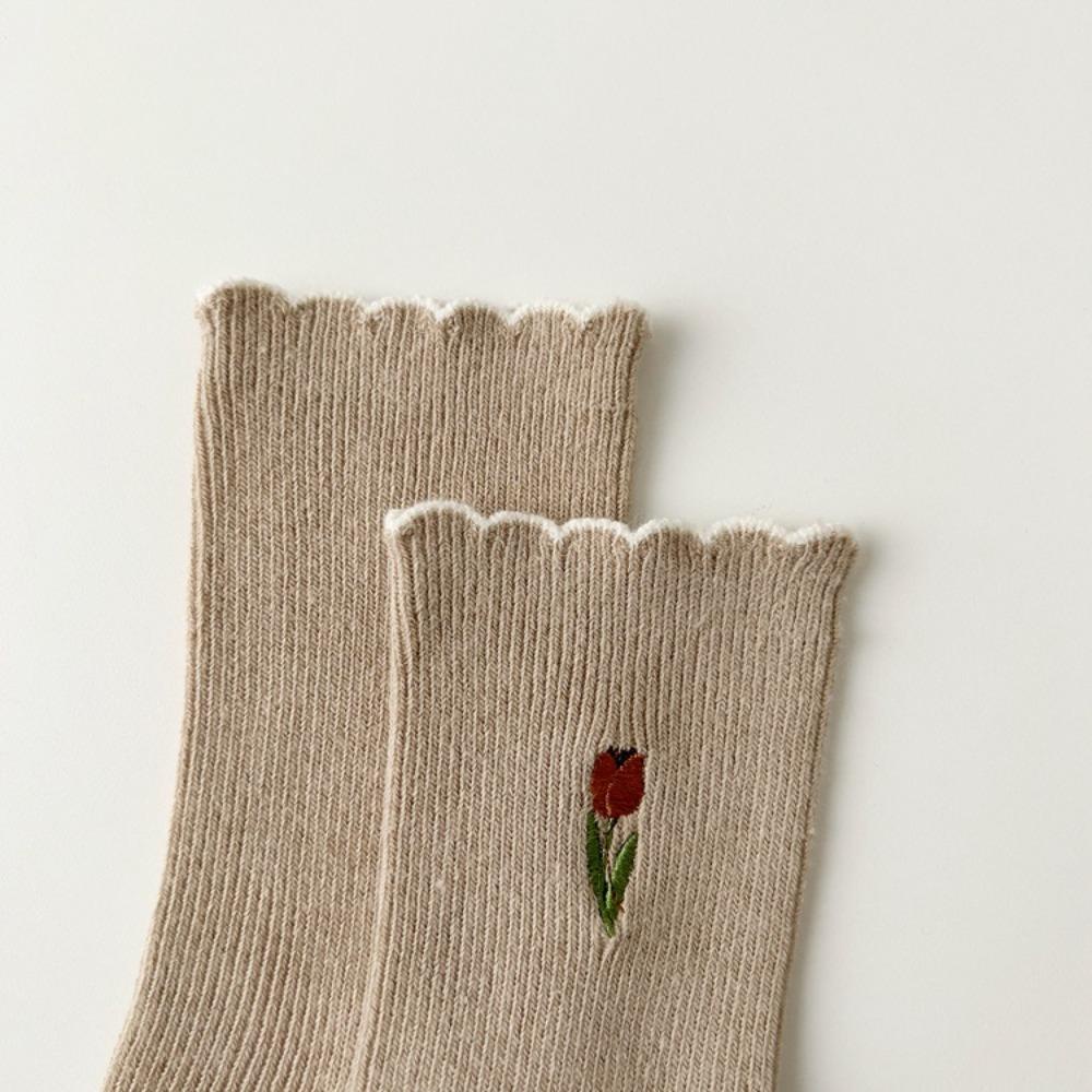 Vớ Ngắn In Hình Hoa Tulip Dễ Thương Phong Cách Harajuku Hàn Quốc Dành Cho Bạn Nữ 1