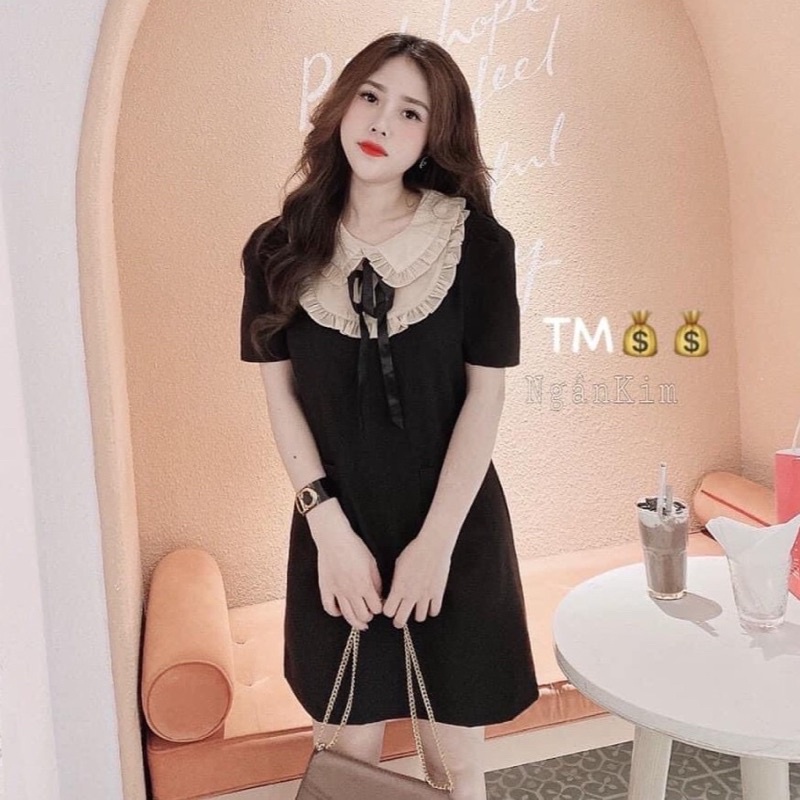 Váy bầu cổ sơ mi phối ren (mã 0013)