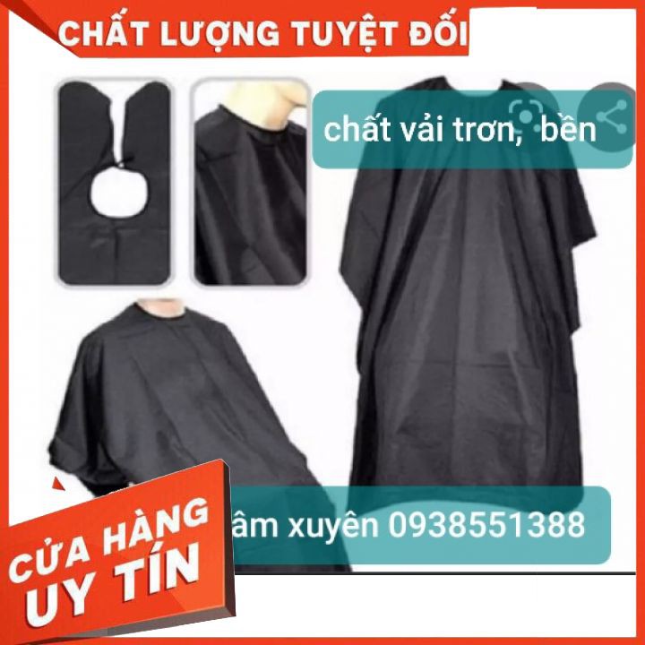 Áo choàng cắt tóc Chất liệu vải bình thường FREESHIP   màu đen trơn mềm, bền đẹp [tận gốc] chuyên dụng cho salon,