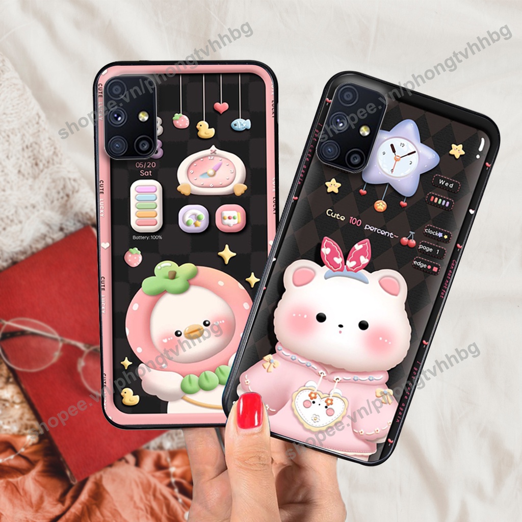 Ốp lưng Samsung M51 gấu,thỏ trắng , đồng hồ dễ thương cute cực đẹp