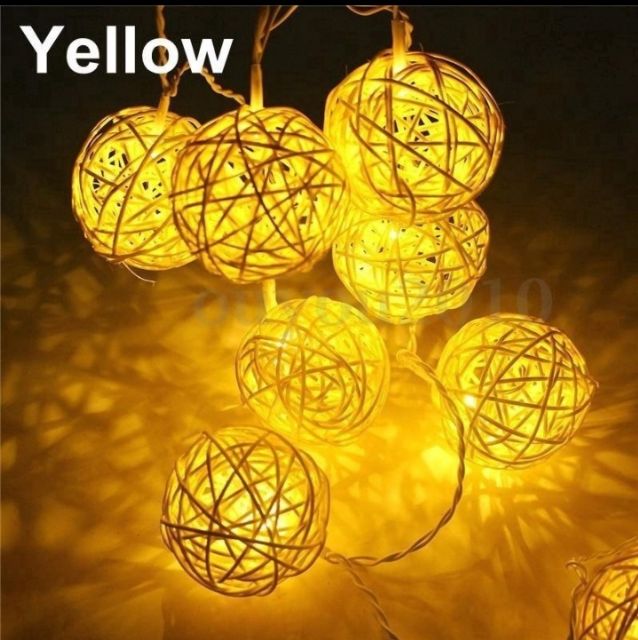 Dây đèn Led trang trí 20 bóng hình quả cầu mây tuyệt đẹp