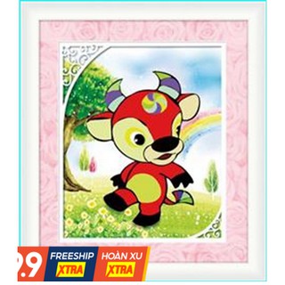 Tranh chưa đính đá con trâu . kt: 30cm x 36cm