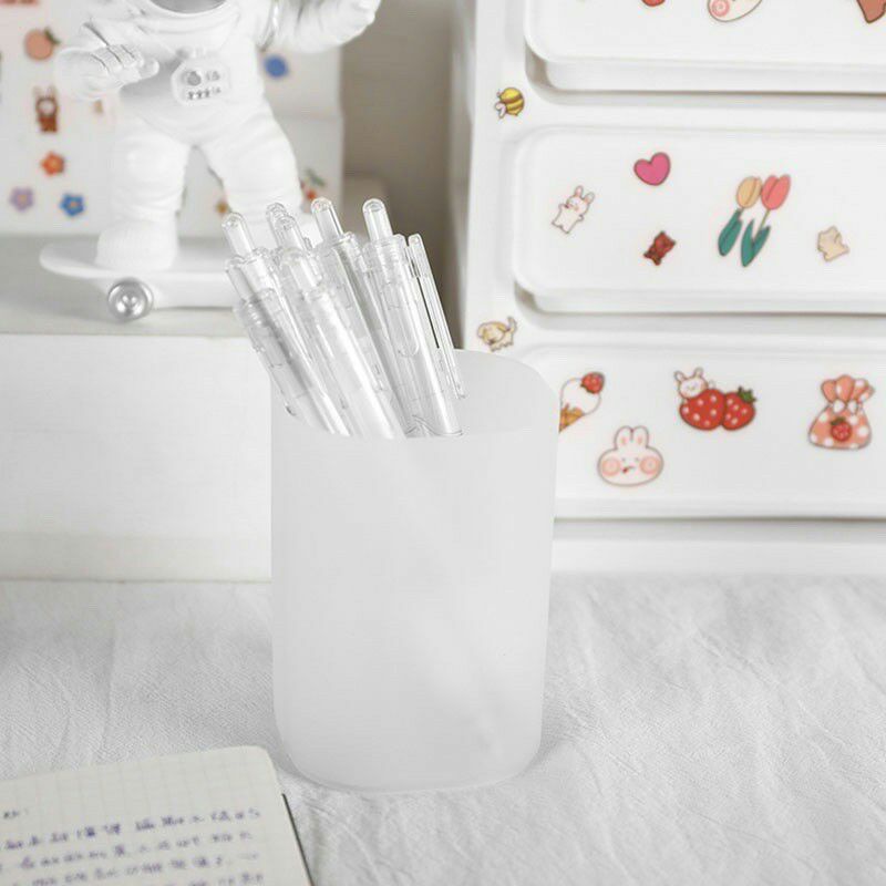 Bút bi gel màu đen 0.5mm deli chính hãng vỏ trắng suốt cực xinh
