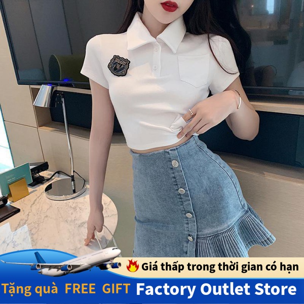 Bộ Áo Ngắn Tay + Chân váy jean Lưng Cao Xinh Xắn Dành Cho Nữ