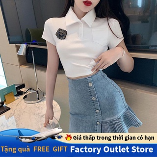 Bộ Áo Ngắn Tay + Chân váy jean Lưng Cao Xinh Xắn Dành Cho Nữ
